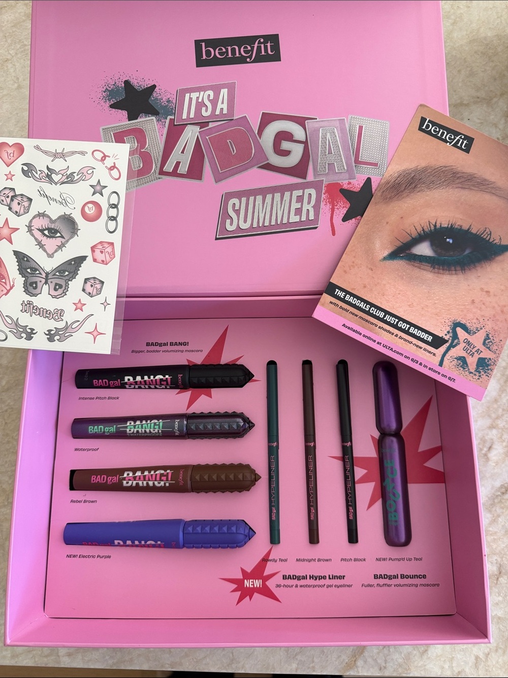 New Benefit BadGal bang mascara and hype liner PR box